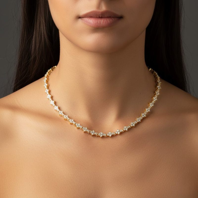 Collier Tennis Classique en Or Blanc