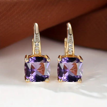 Boucles d'oreilles créoles en pierre saphir mystique | Or