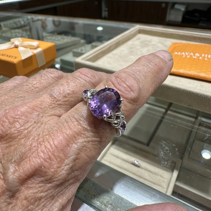 Bague Nœud en Améthyste | Or Blanc