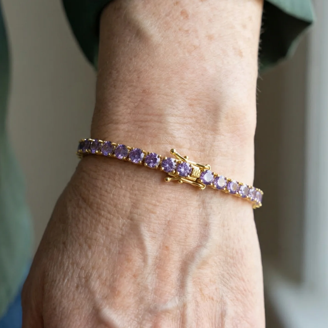 Bracelet Tennis en Améthyste | Or Blanc