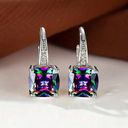 Boucles d'oreilles créoles en pierre mystique | Or
