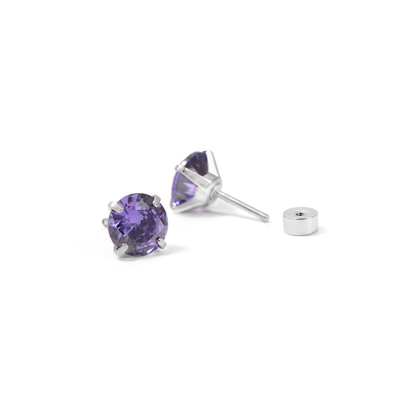 Studs ronds en améthyste | Or blanc