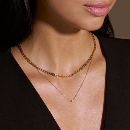 Collier en Chaîne à Maillons Plat | Or Blanc