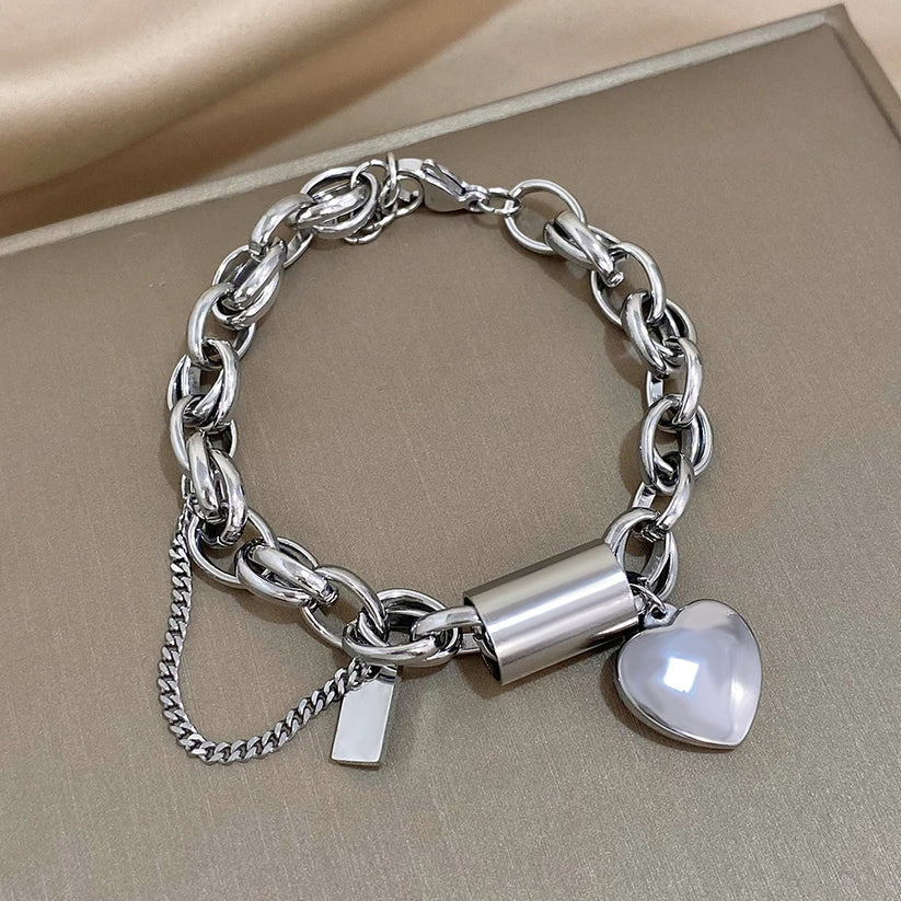 Bracelet Chunky Réconfortant | Or Blanc