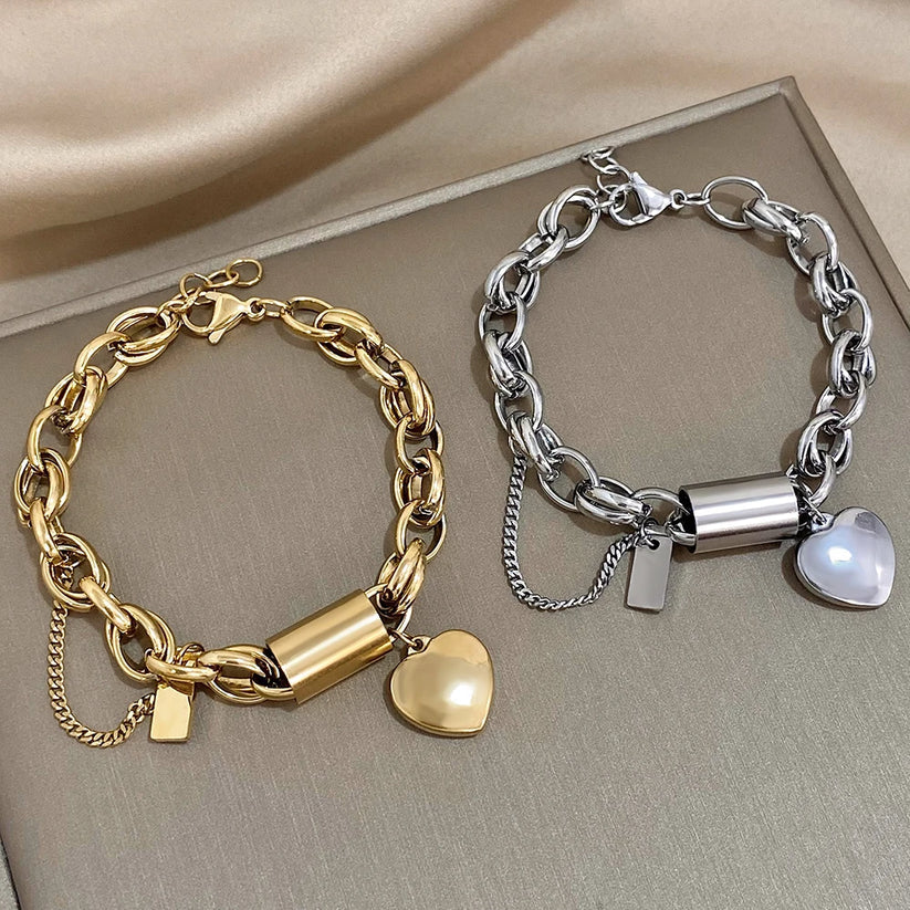 Bracelet Chunky Réconfortant | Or Blanc