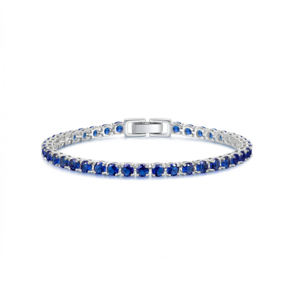 Bracelet Tennis Saphir | Or Blanc