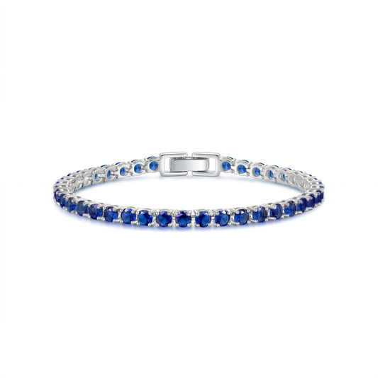 Bracelet Tennis Saphir | Or Blanc