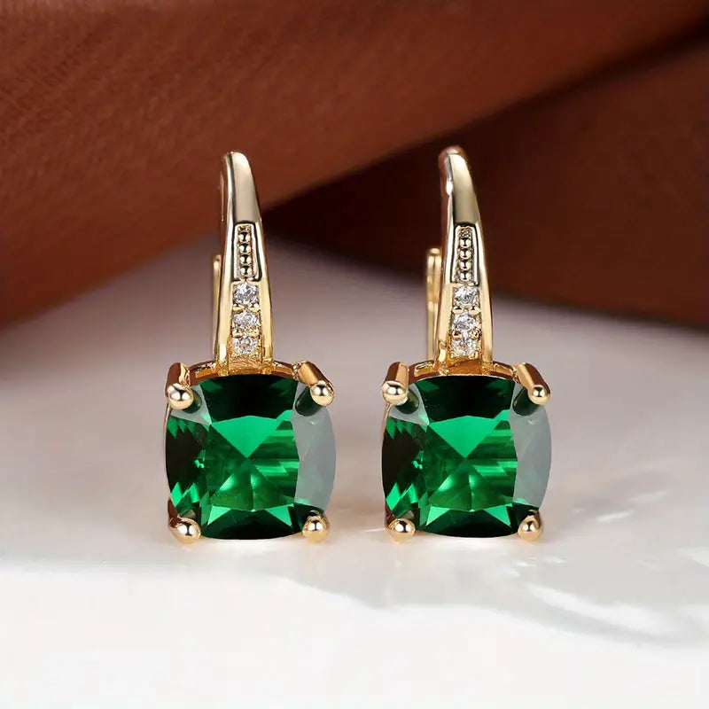 Boucles d'oreilles créoles en pierre saphir mystique | Or